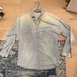 Zara Light Blue Denim Chambray Shirt